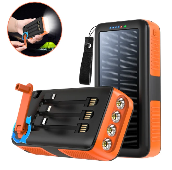Private model with line solar power bank, 30000 mAh hand crank power bank,outdoor mobile power supply manufacturer