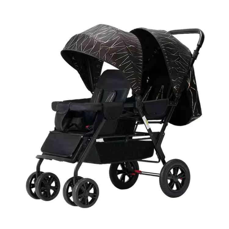 Customizable twin strollers can sit and lie down portable folding twin front and rear strollers Double child strollers