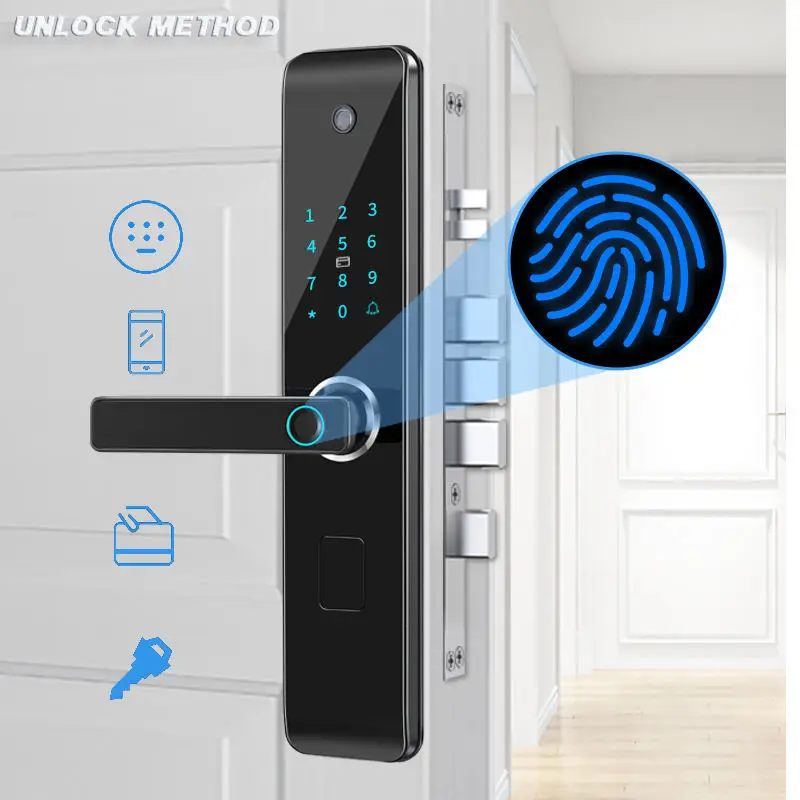 Fingerprint Eye Hole Camera Electronic Handle Room Home Digital Locks Homes Bell Wifi Video Doorbell Aluminum Door Smart Lock