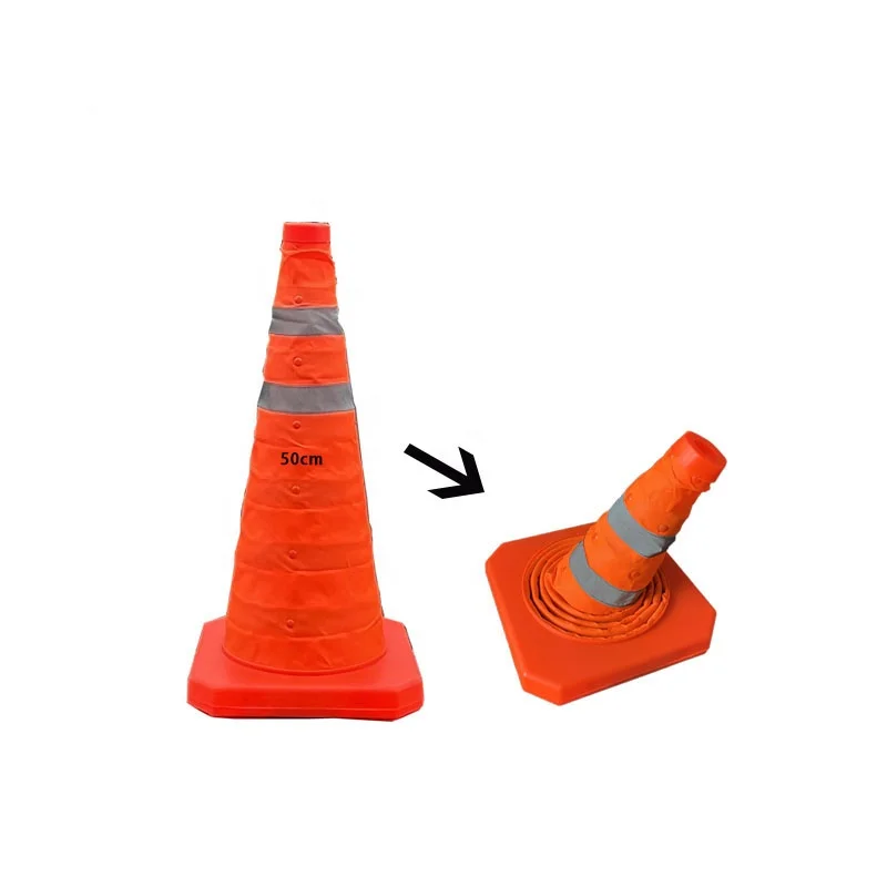 500mm Cheap Price Safety Road Cone Portable Reflective Folded Collapsible Traffic Cones For Roadway