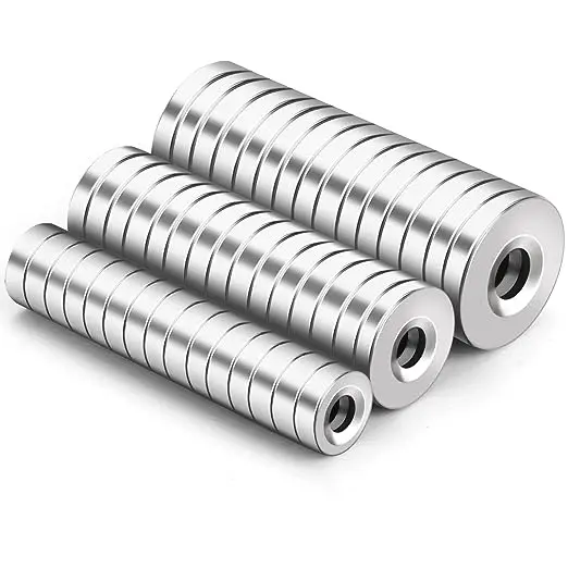 Sell by Pairs Strong Neodymium Disc Rare Earth Magnets with Hole for Kitchen Cabinet Tool Storage Office N52