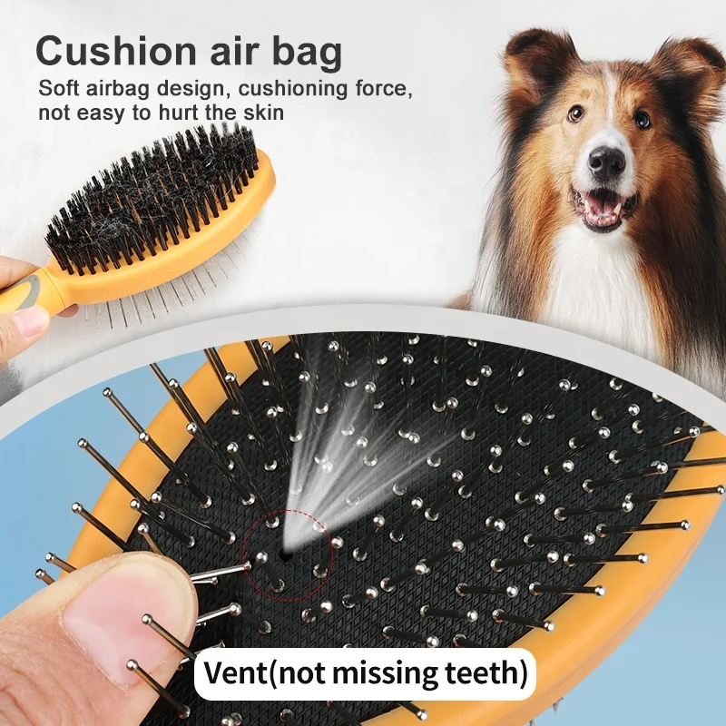 Factory Wholesale Custom Logo Double Sided Cat Massage Hair Brush Dog Pet Pin Grooming Brush