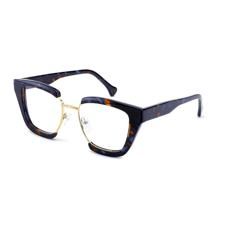 bio acetate sheet high quality unique eyeglass frame black fashion metal acetate optical frame