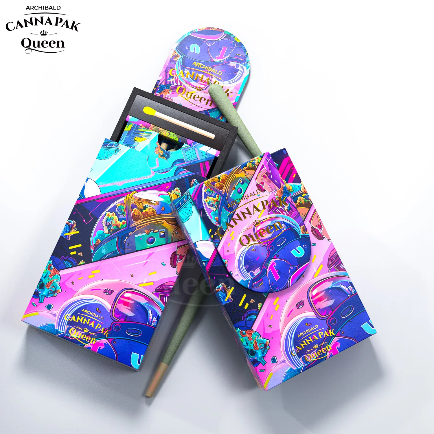 Archibald Wholesale Child Resistant Pre Cardboard Portable Roll Magnetic Flip Drawer Paper Box Packaging Cigarette Case