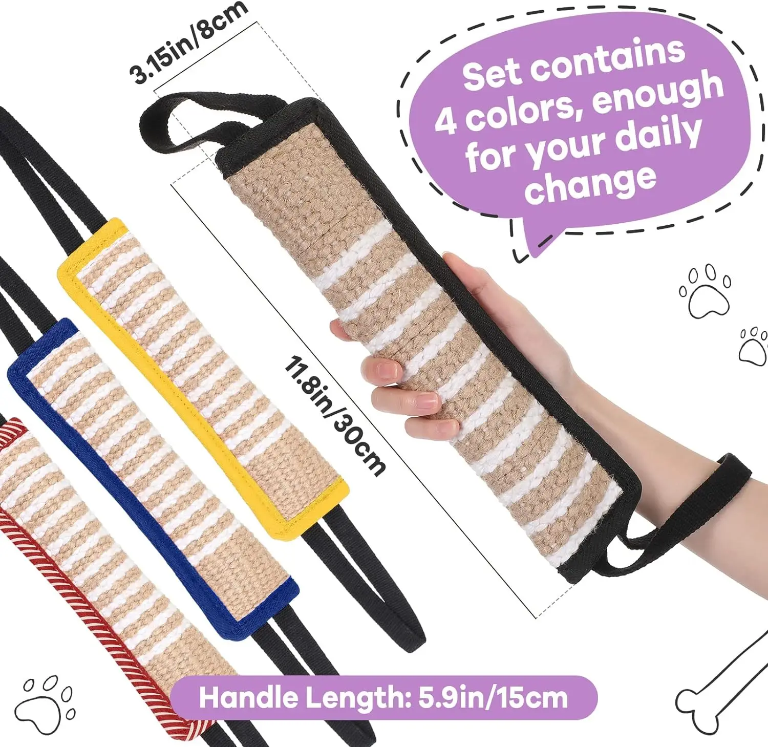 Durable nylon mixed fabric dog bite tug toy, tear resistant suitable for tug-of-war, suitable for small medium-sized dog toys