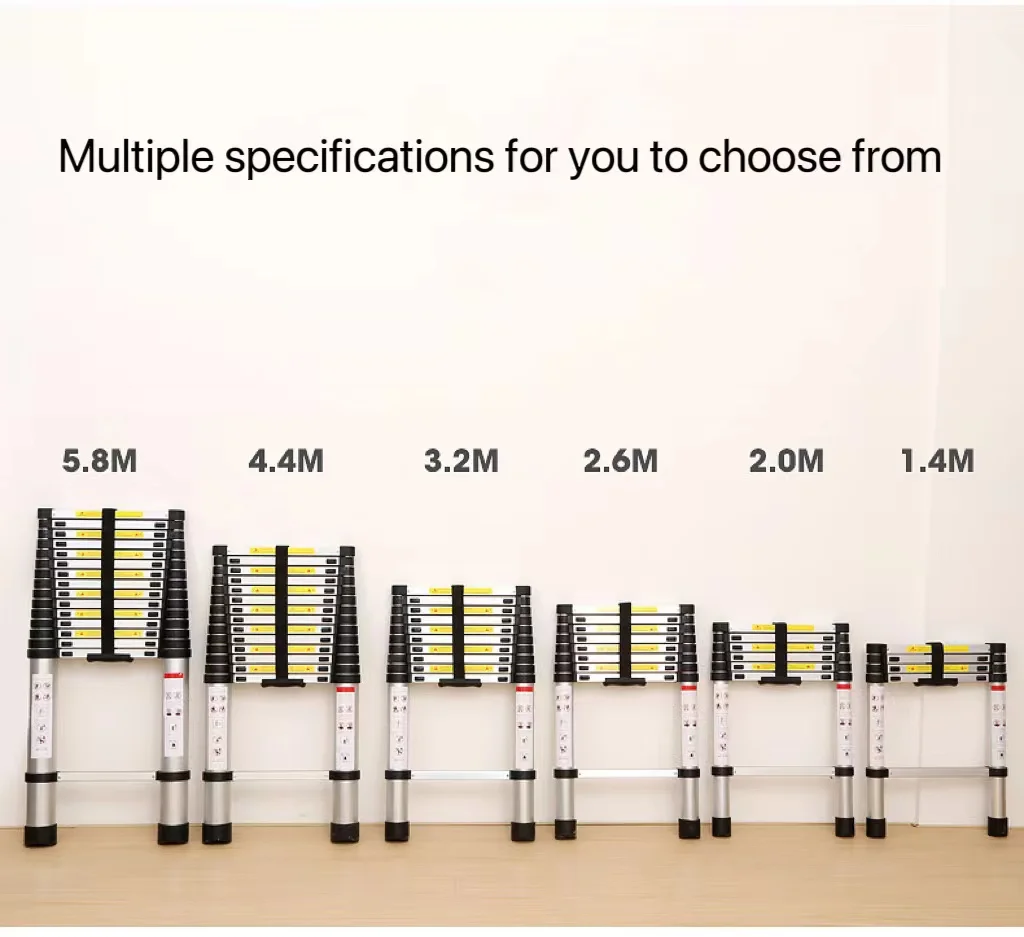 EN131 approved 3.8m foldable aluminum ladder portable bamboo joint ladder extendable household ladder