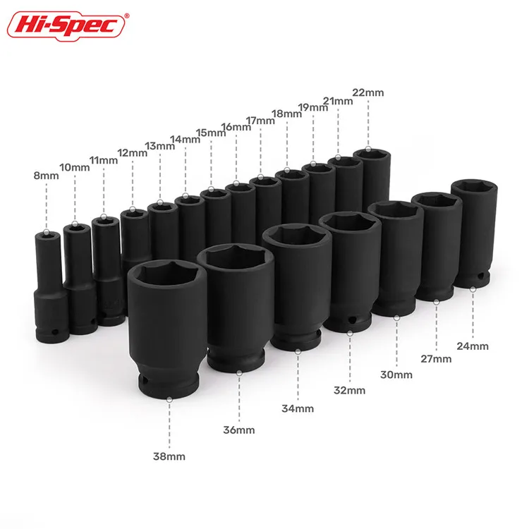 Промышленный Профессиональный Автомобильный Ручной инструмент, набор тяжелых черных больших ударных гнезд 1/2