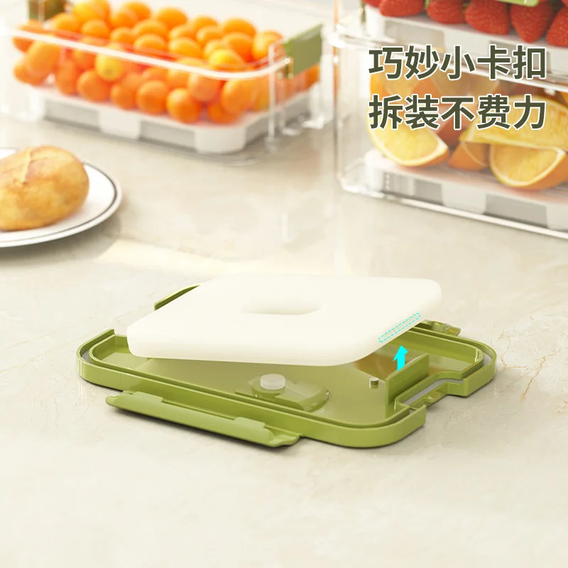 Refrigerator Drain Fresh-Keeping Box Kitchen lunch container with reusable ice pack sealed food storage container