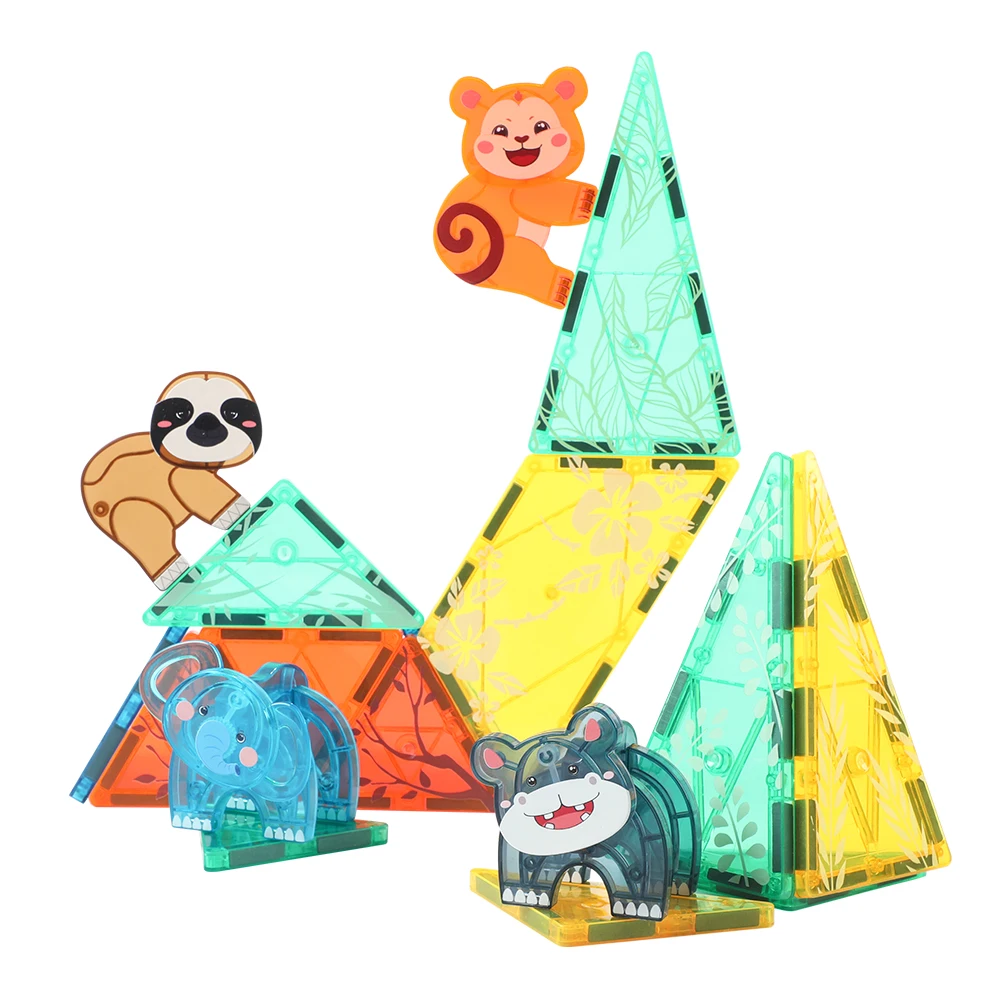 Newly customizable 56 pcs Magnetic Building Blocks toys Animal Models Magnetic Tiles Toy For Kids