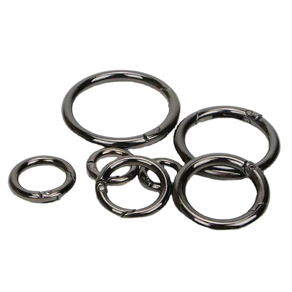 Hot selling high quality custom metal spring openable keyring leather bag belt buckle fashion pendant accessories metal spring c