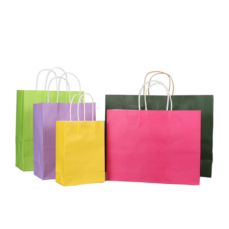 Recyclable customized logo kraft paper bags brown white black colorful paper bags with logo