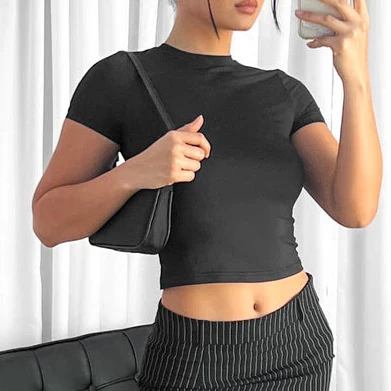 Custom Manufacturer Basic Y2K Blanks White Luxury Tshirts Cotton T-Shirt T Shirt Baby Tees Crop Tops For Women