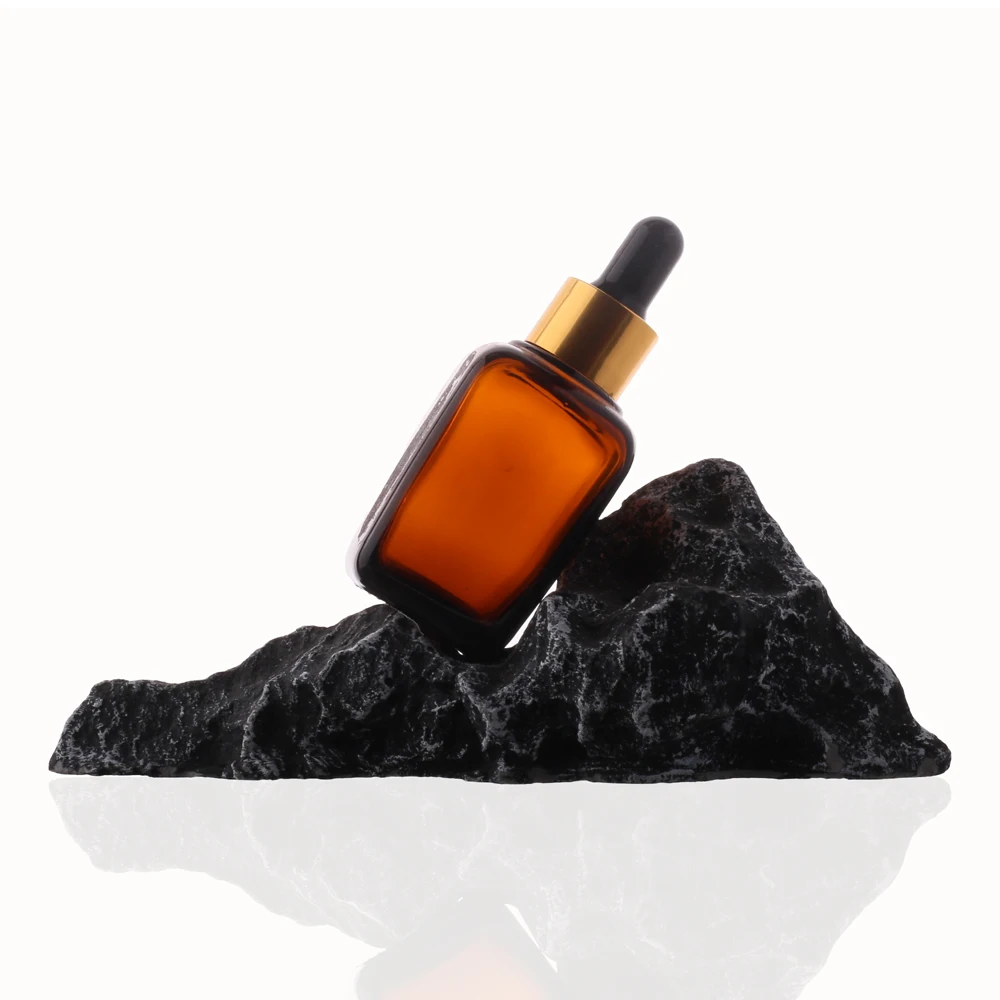 Glass Bottle Chic Factory Direct Amber Square Multi-Capacity Option Refined and Prestigious Skincare Essential Oil Glass Bottle