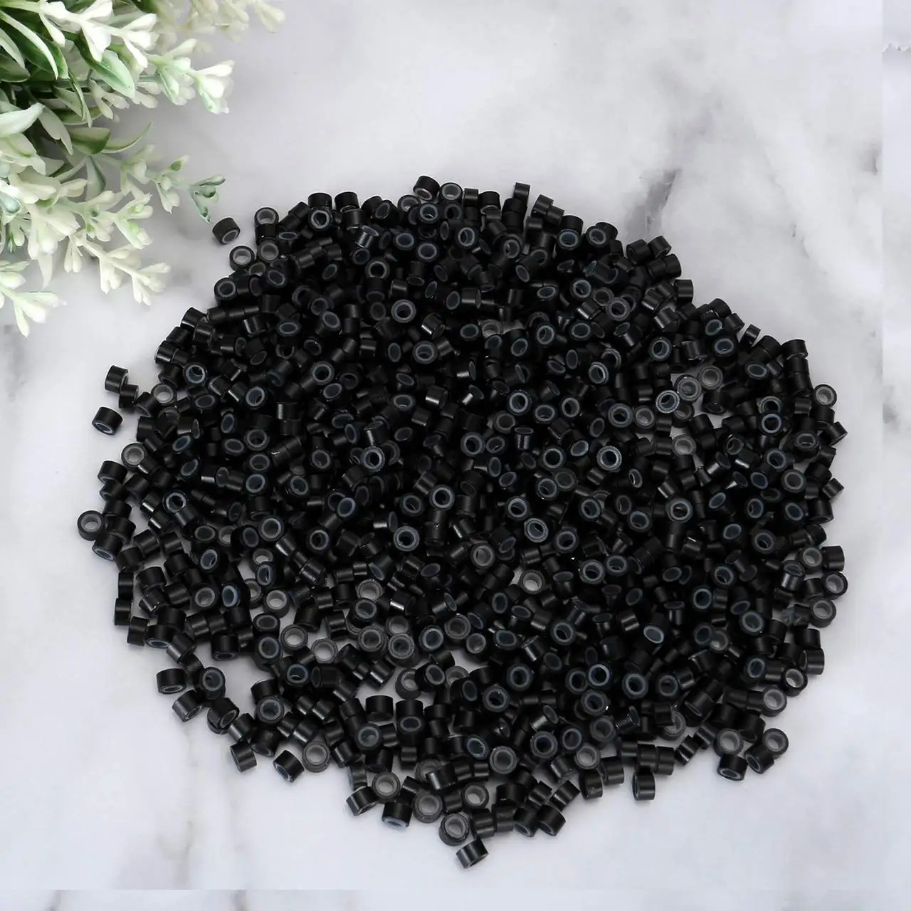 Wholesale 55 35 35 micro beads human hair extensions links silicone lined micro rings