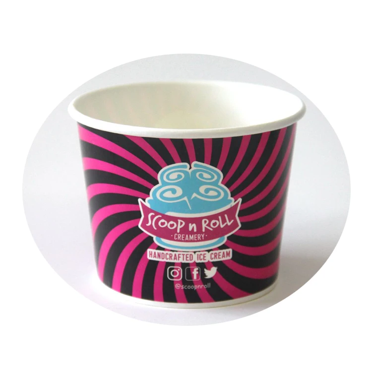 Biodegradable paper ice cream cup with lid providers