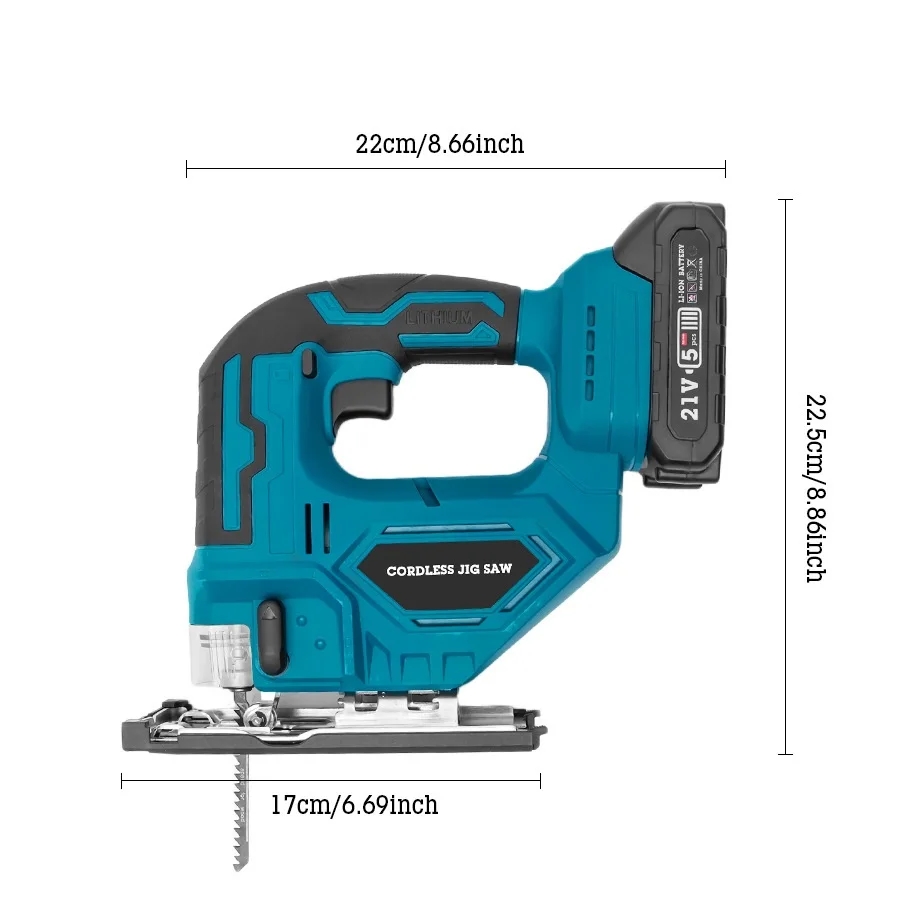 Portable 21v Multi-Function Adjustable Woodworking Curve Saw Cordless Jigsaw Electric Jig Saw for Cutting Wood
