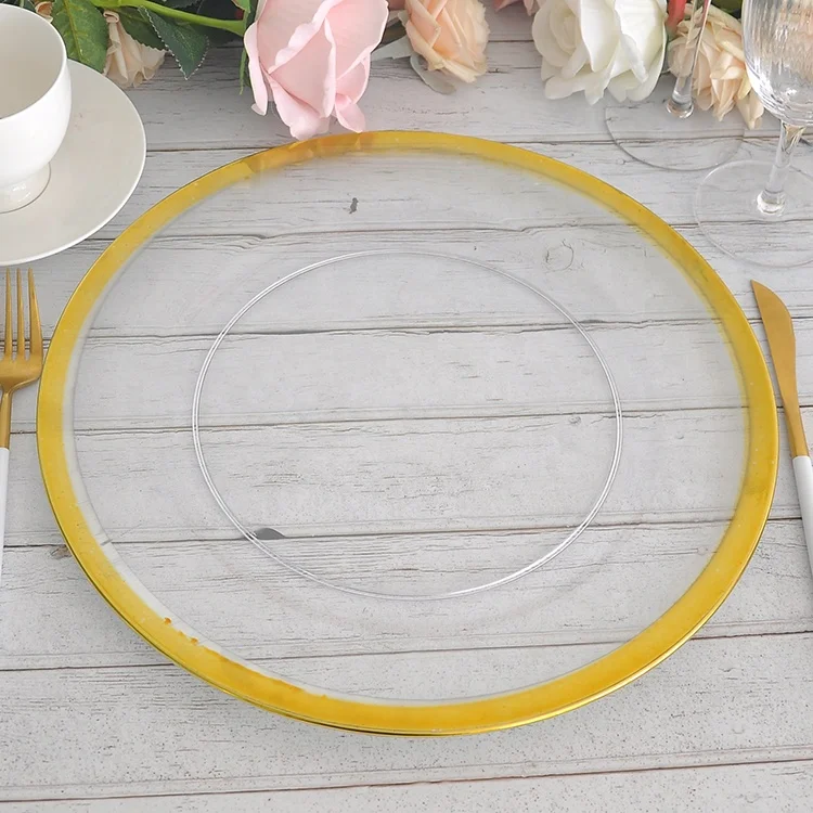Wholesale transparent plastic clear dinner charger plates for wedding event party decoration