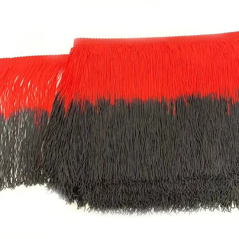 Width 20 cm Chinlon 2 Color two tone vertical Latin Dress Fringe tassel lace trim For clothing accessories home textiles Curtain