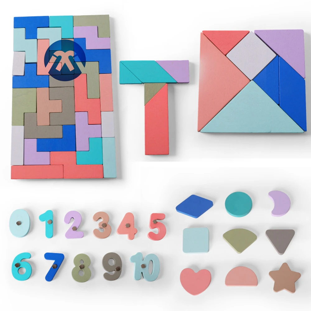 Hot sale kids educational wooden toy for children digital puzzle blocks