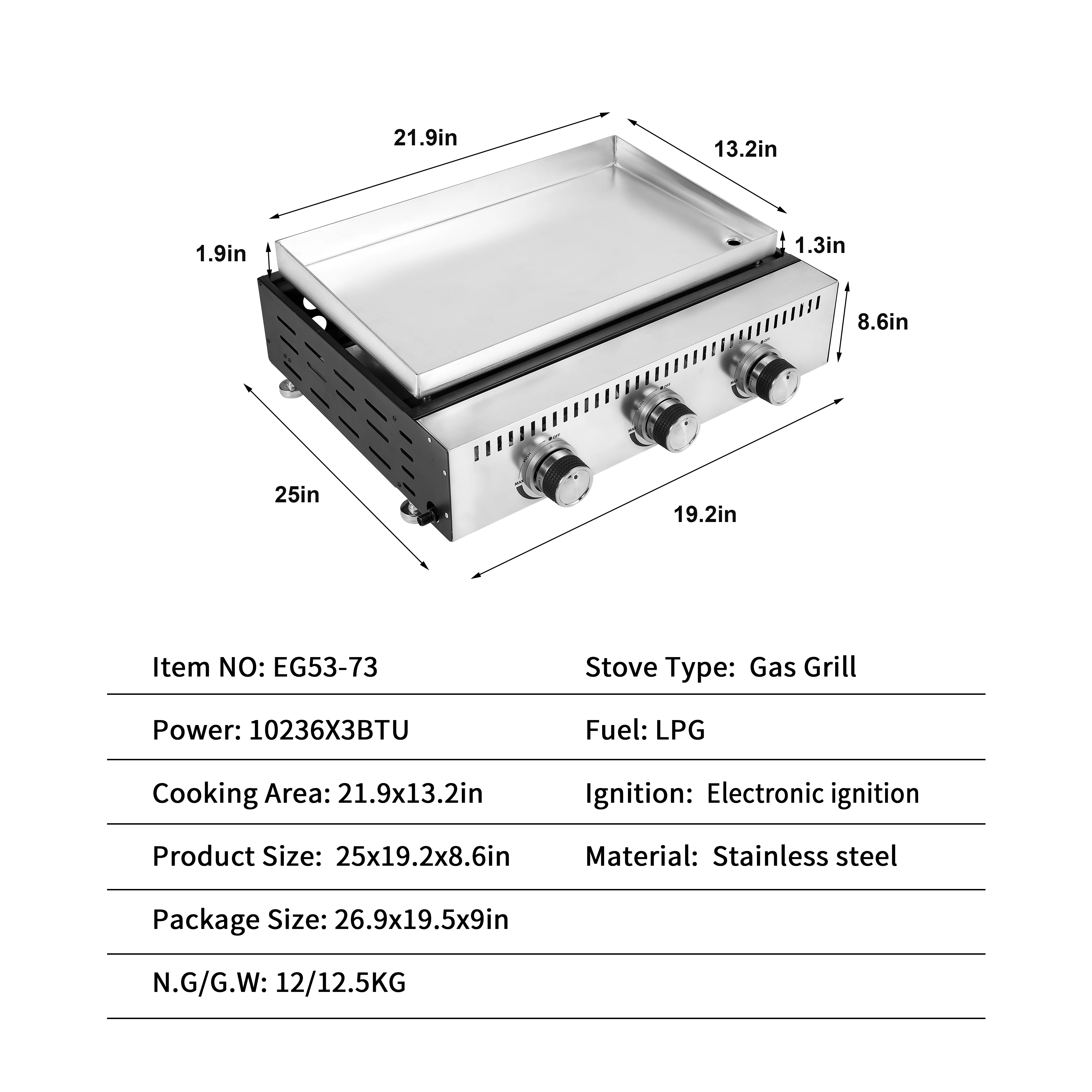 BARBECUE Flat Top Griddle Portable Gas Stove Stainless Steel Plancha Grill For Outdoor Cooking