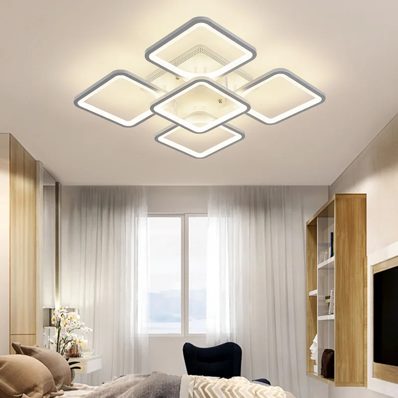 2023 Energy saving Rectangular Living Room Metal LED Ceiling Lamp Modern Surface Mounted Ceiling Lamp Black Natural Light