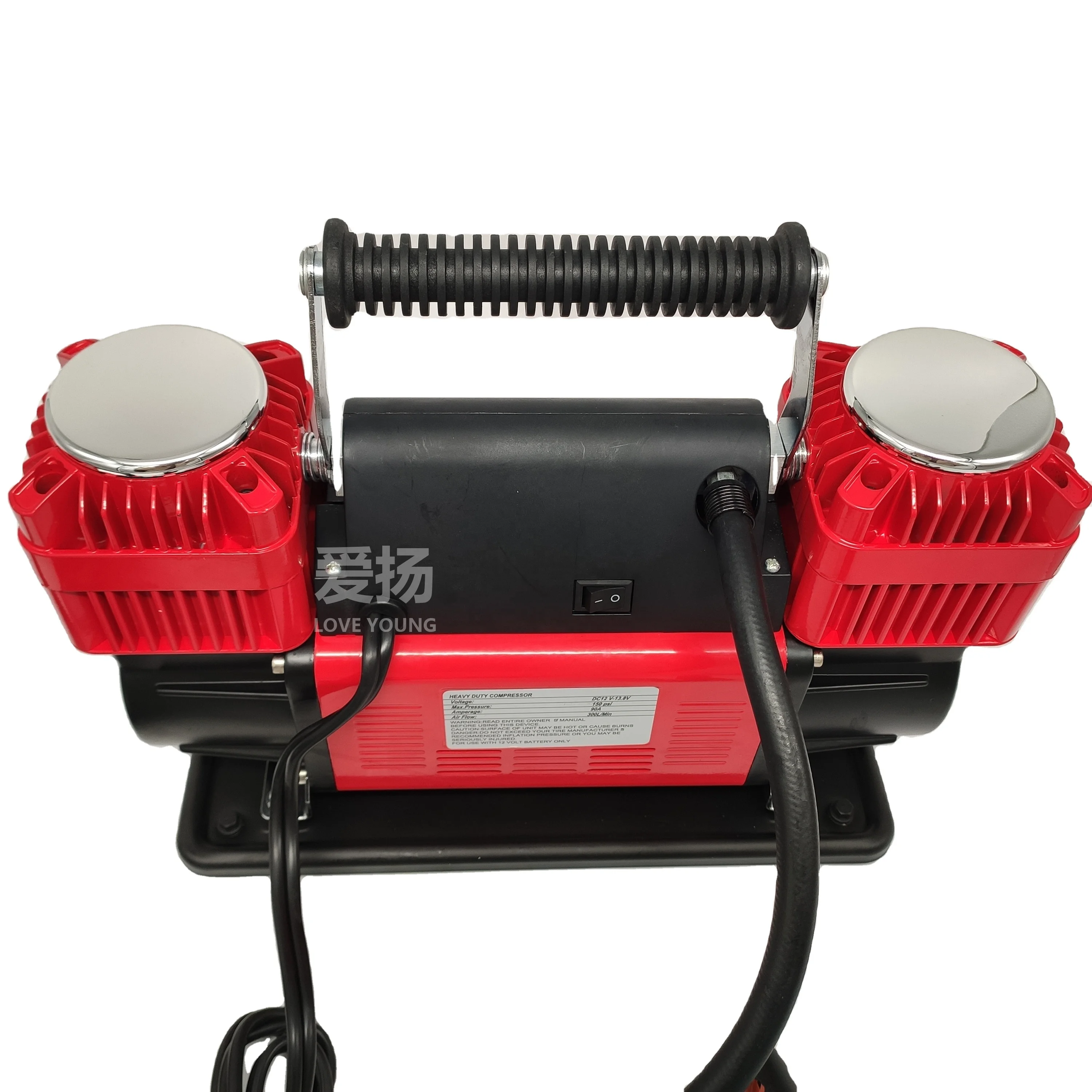 High flow mini portable 2 cylinders inflator air pump with europe connectors 150psi tire air compressor for car