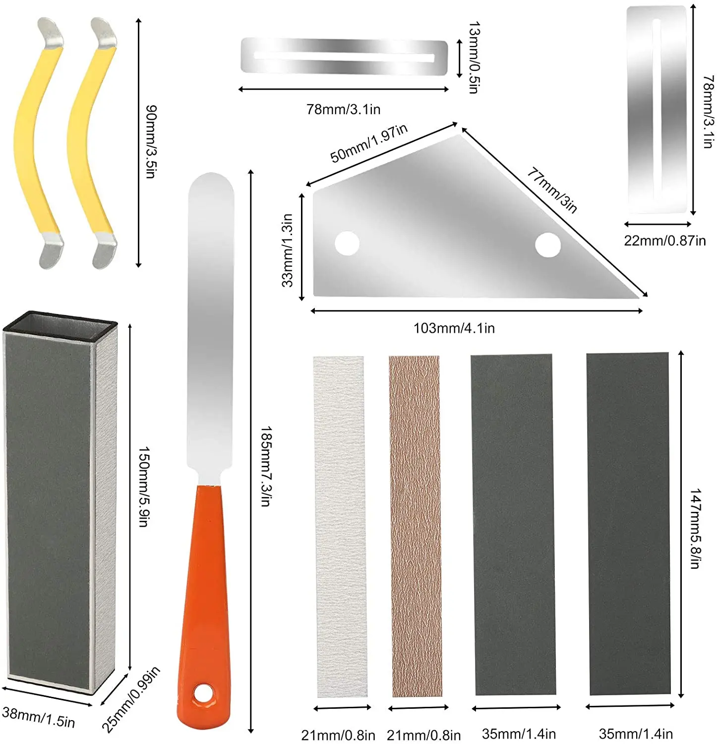 11pcs Guitar Fret Polishing File Leveling Tool Electric Bass Acoustic Guitar Fretboard Guard Protector Luthier Repair Tool Kit