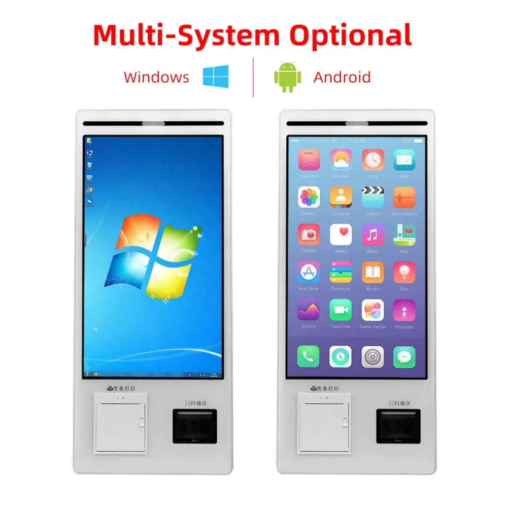 Hot Sales One-stop Order Kiosk Manufacturer 23.8' All in One Pc Touch Screen for Payment Kiosk With Cash Acceptor in Bank