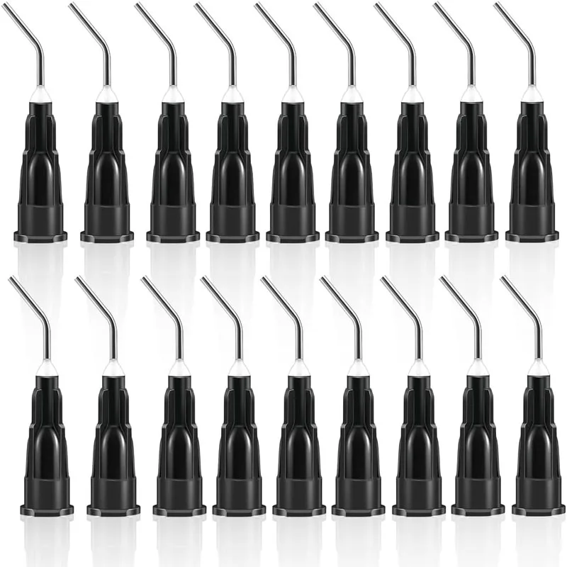 Composite Resin Syringe Blunt Tips Bent Irrigation Needle Tips Dental Flow for Sealant Etchant Acid Reagent 20g