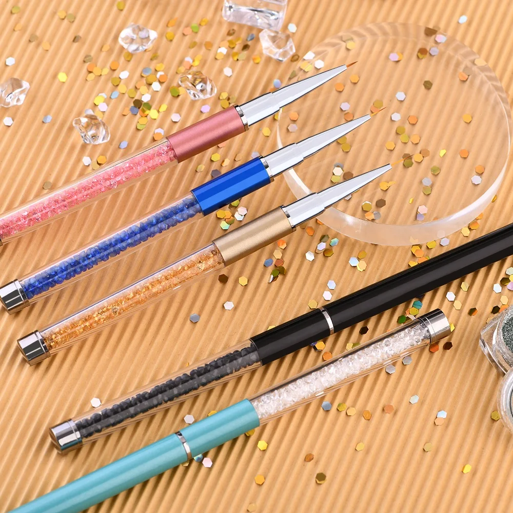 2022 Customized Hair Length 7/9/11/20/25mm 3D Brush Nail Art Liner Brush Dual Ended Long Liner Brushes UV Gel Painting Acrylic