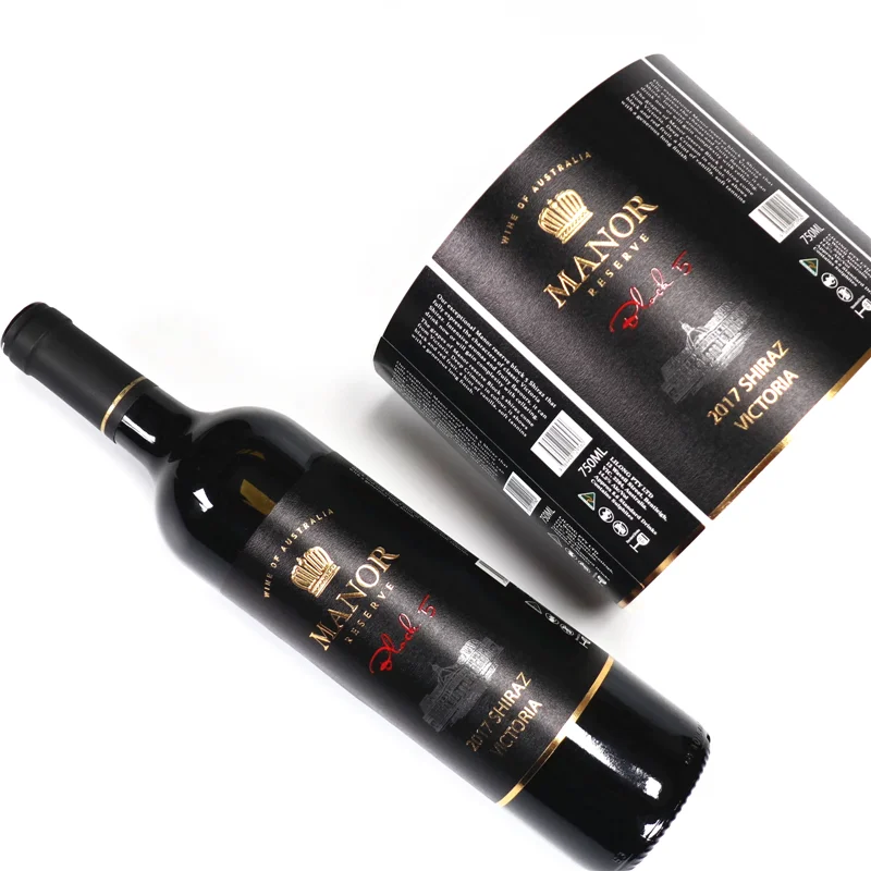 Custom Luxury Textured Paper Labels Raised Uv Spot Copper Gold Foil Embossed Sticker Label for Wine Bottles
