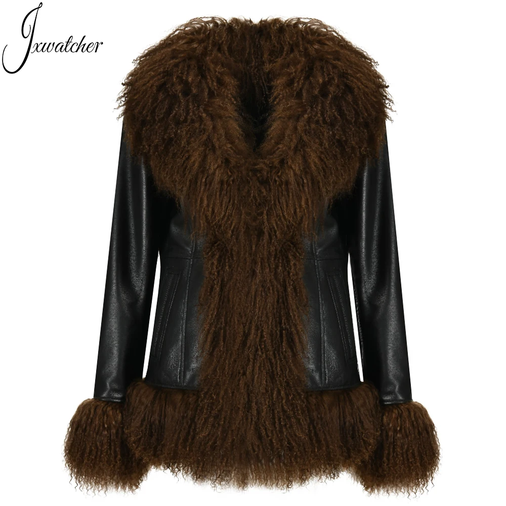 Winter Warm High Quality Wholesale Genuine Sheep Leather Jackets Wholesale Mongolian Fur Leather Woman Jacket