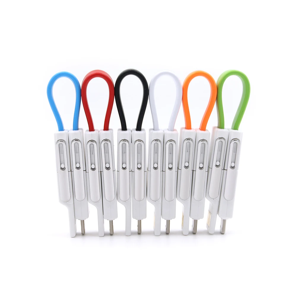 Прочный TPE CE ROHS Micro OTG 4 в 1 быстрая зарядка Type C телефон мульти USB брелок кабель для рекламного подарка
