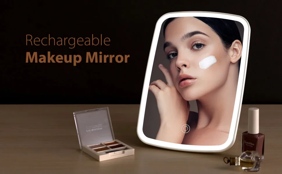2022  portable personal  best selling vanity mirror with 3 color lights stand up led makeup smart beauty mirror with light