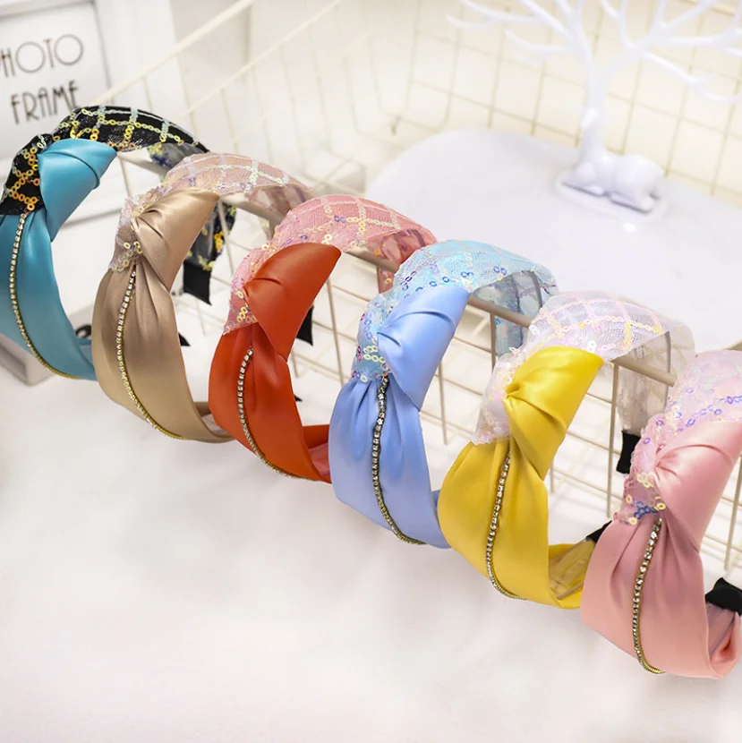 Japan and South Korea simple joker super flash drill sequins hair card color cloth art knot headband