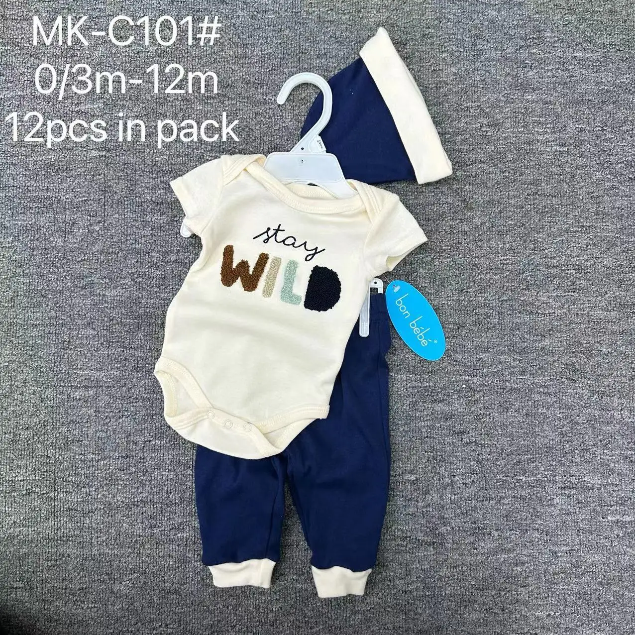 2024 Wholesale 3 Pieces Cotton Baby One Set Romper Set Newborn Swaddling Clothes Printing Patterns Bodysuits Jumpsuit Summer