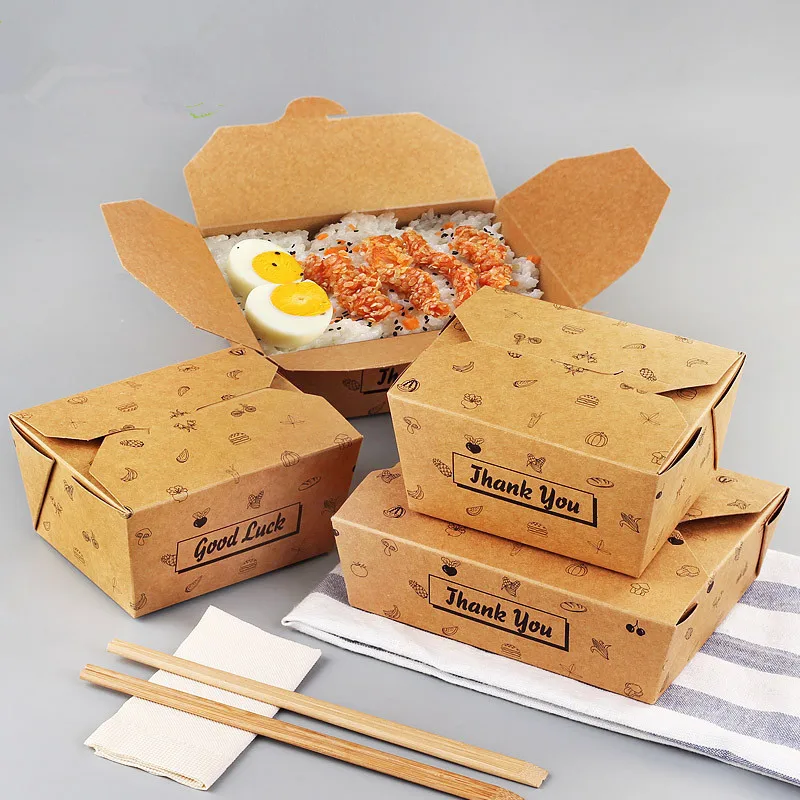 Fried Chicken Pasta Snack Food Containers Bbq Picnic Kitchen Accessories Takeaway Packaging Box Kraft Paper Disposable Accept