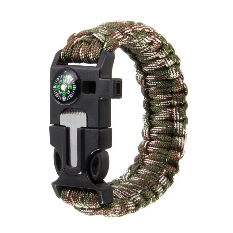 LXY-N418 Camping Knife Survival Bracelets With Digital Watch Flint Fire Starter Whistle Compass
