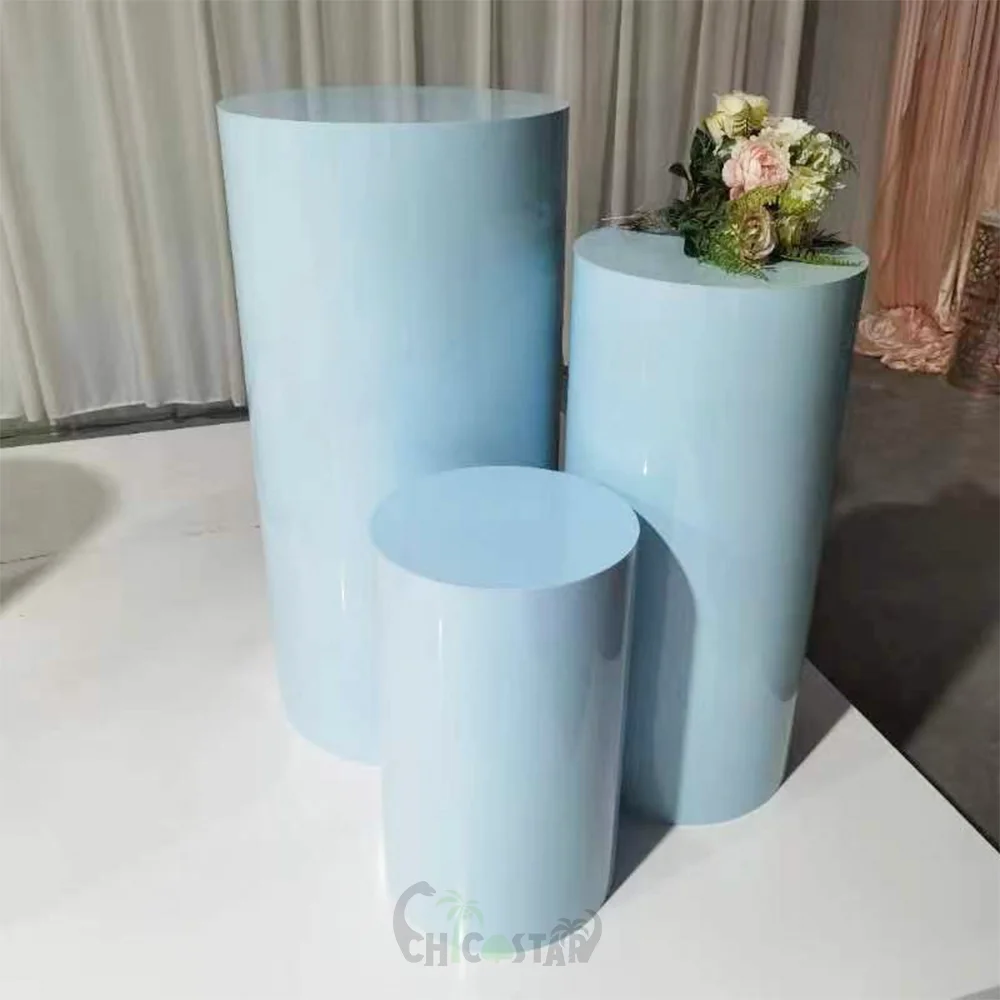 White round display  plinths  cylinder  table set Acrylic cylinder display  for exhibitions weddings