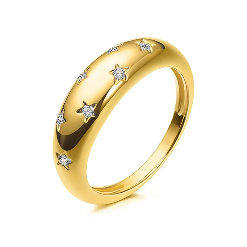 2023 Best Seller 18K Gold Plated Star Shiny Dome Ring stainless steel irregular star rings