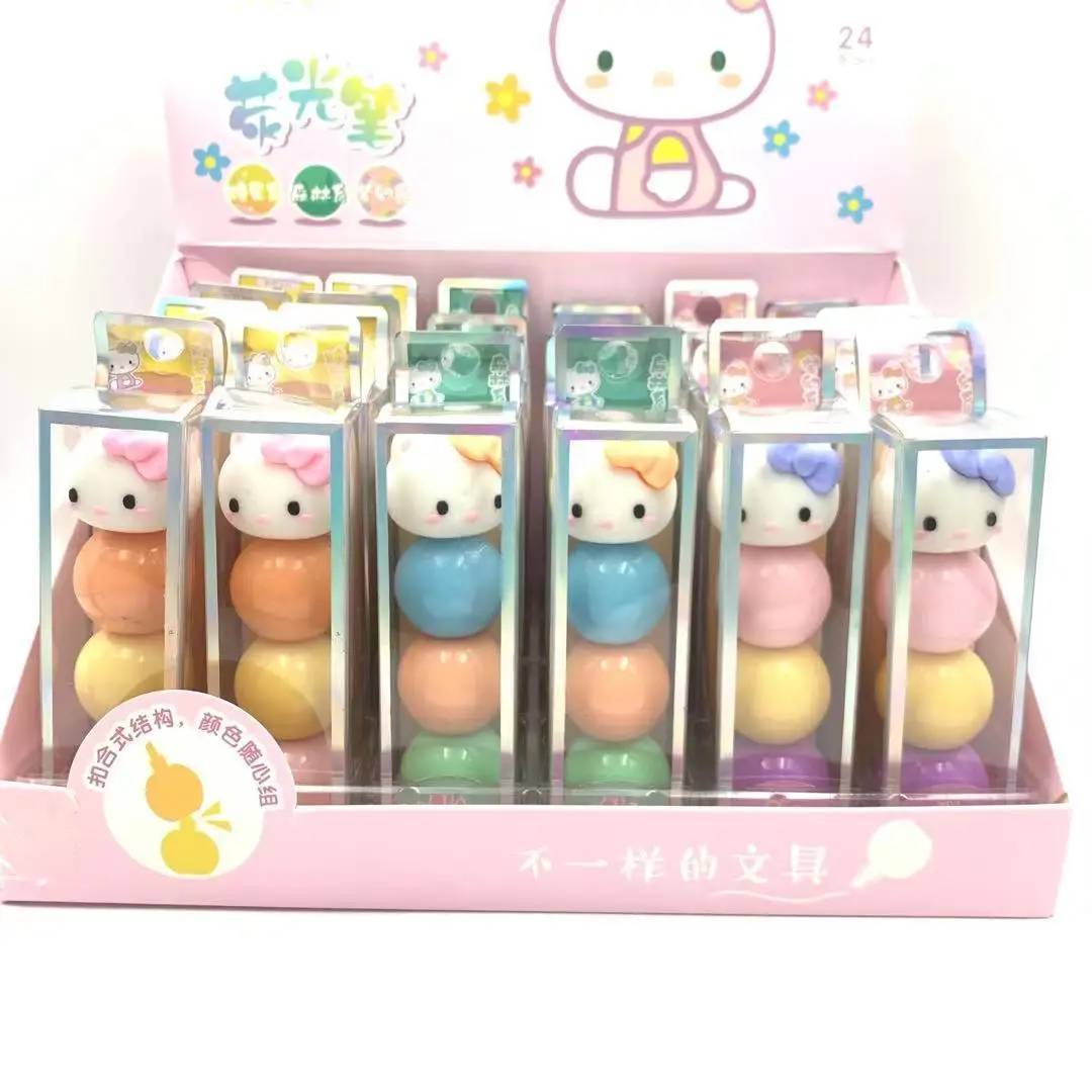 Cartoon Silicone Highlighter Marker Pen Set With Building Blocks