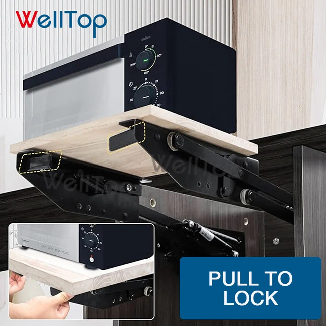 Wholesale Furniture Hardware Accessories Black Kitchen Lift Mechanic Cabinet Hidden Mechanism Soft Closing Coffee Table Bracket