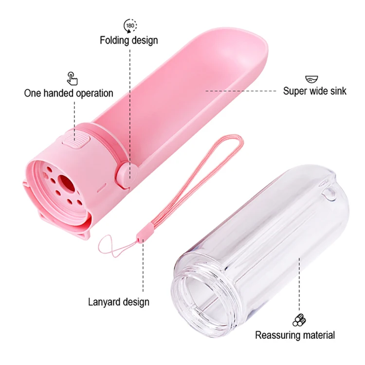 Portable foldable dog water bottle for dogs or cats