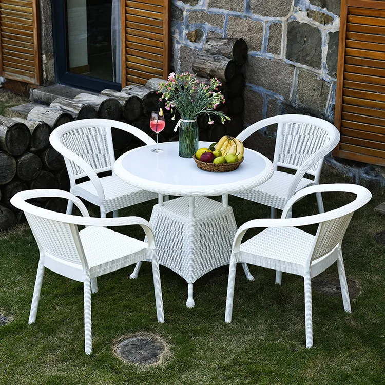 Plastic Balcony Used Garden Outdoor Furniture Round Dining Table Set