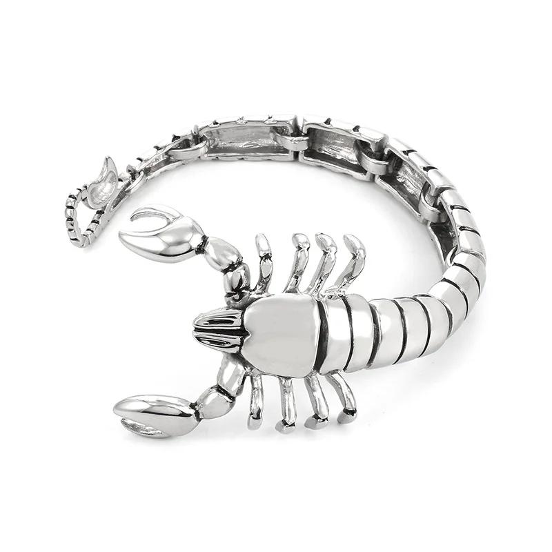 KALEN 220mm Unisex Vintage Stainless Steel Lifelike Scorpion Links Bracelet