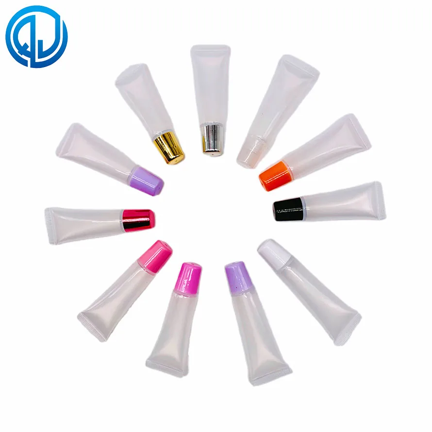 Wholesale private label white clear black cosmetic 8ml 10ml 15ml 18ml lipstick empty clear lip gloss balm packaging soft tube