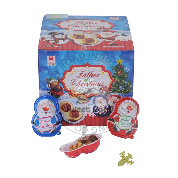 Father Christmas Cute Penguin Shaped Milk Chocolate with Biscuit