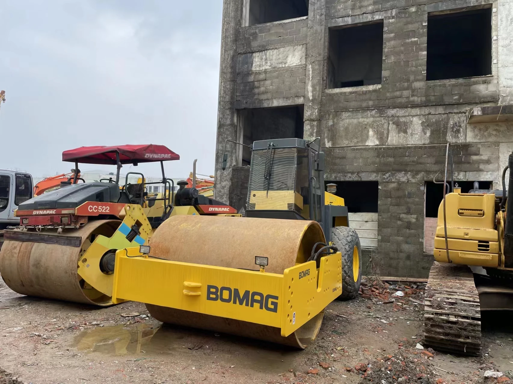 Used Dynapac Bomag CAT Compactor Sheep foot Road Roller Single Drum Rollers for sale