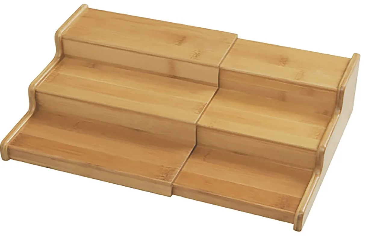 
3 Tier Expandable Bamboo Spice Rack Step Shelf Cabinet Organizer 