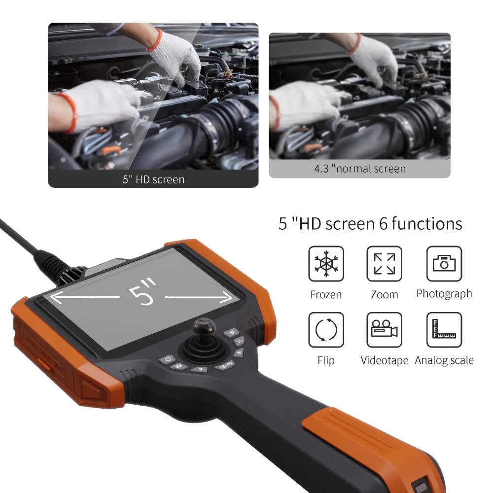 360 rotation 4-way Industrial endoscope Camera,3.9mm 2m IP67 waterproof video borescope,sewer endoscopic camera With 5 'screen